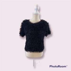 Zara Trafaluc Black Eyelash Sweater Top